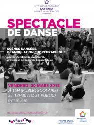 Vendredi 30 mars 2018, à 15h et à 18h30, spectacle de danse en partenariat avec le Conservatoire à Rayonnement Régional de Montpellier Méditerranée Métropole au site archéologique Lattara-musée Henri Prades à Lattes