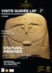 Dimanche 22 janvier 2023 à 15h30 > Visite guidée L.S.F (Langue des Signes Française) de l'exposition "Statues-menhirs. Miroirs de pierre du Néolithique"