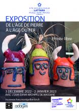 Vendredi 2 décembre 2022 > Vernissage de l'exposition "De l'âge de pierre à l'âge du fer" par les résidents de l'Archipel de Massane, Montpellier, au Site archéologique Lattara-musée Henri Prades à Lattes